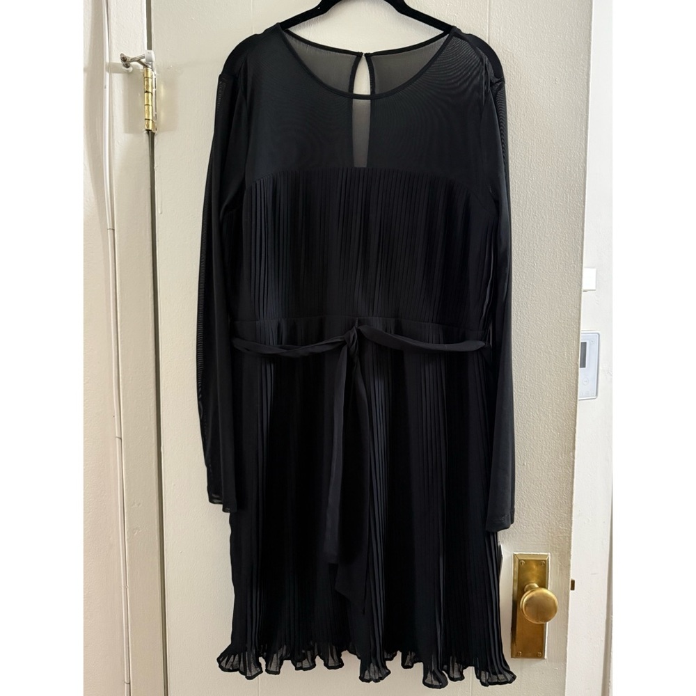NWT! DKNY Black Pleated Tie Front Cocktail Dress- size 14